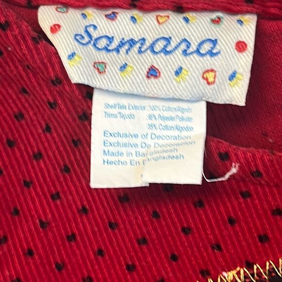 Vtg SAMARA Dress Girls 2T Red Heart Scottie Dog Polka Dot Corduroy Embroidery - Picture 6 of 15